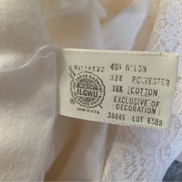 VTG Christian Dior nightgown Medium floor length ILGWU sleepwear lace ivory - Picture 10 of 12